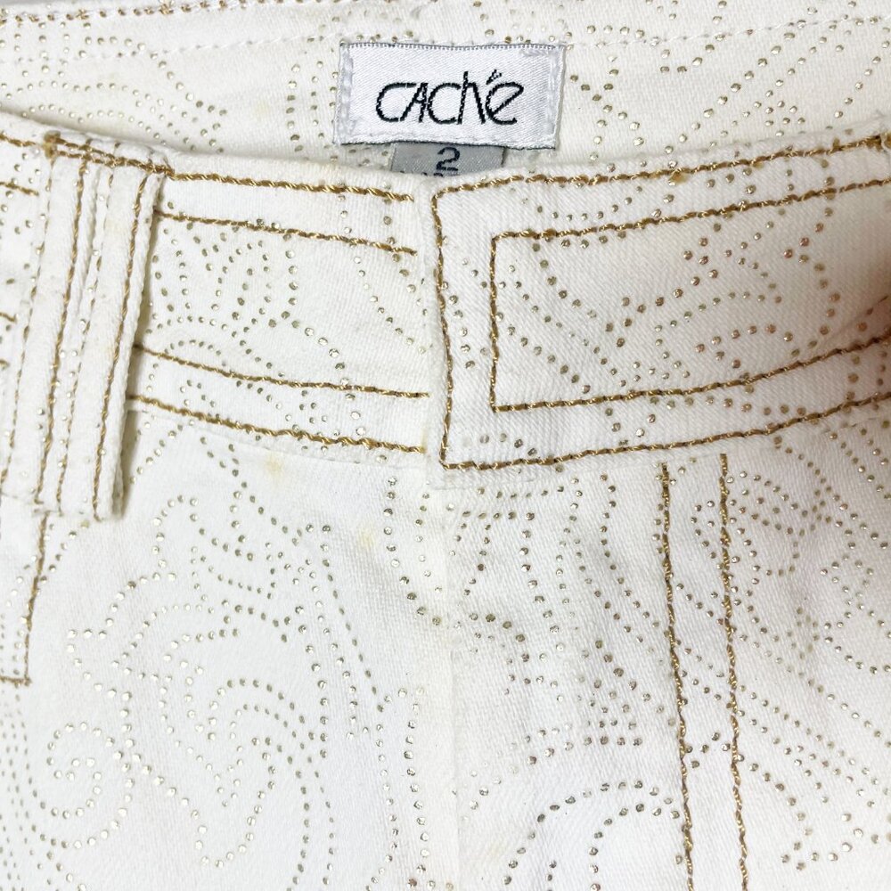 Cache Vintage Gold Embossed Textured Women's Pants | Size 2 | EUC - Picture 2 of 15